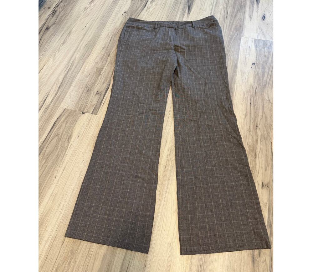 Women's Size 14 Michael Kors Gray Plaid Dress Pants Wide Leg Button & Hook Close